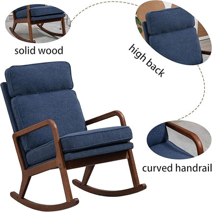 Fufumorden Adjustable Glider Rocking Chair,High Back Boucle Upholstered Rocker for Baby Nursery or Living Room