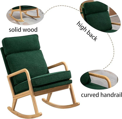 Fufumorden Adjustable Glider Rocking Chair,High Back Boucle Upholstered Rocker for Baby Nursery or Living Room