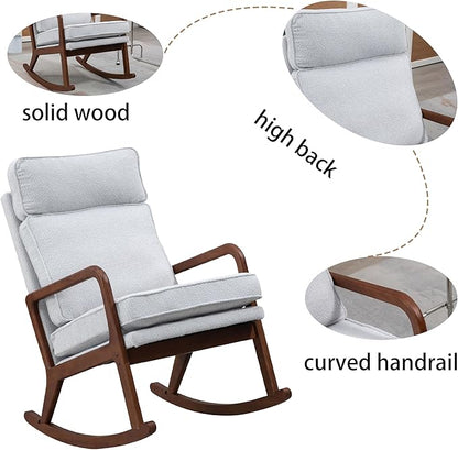 Fufumorden Adjustable Glider Rocking Chair,High Back Boucle Upholstered Rocker for Baby Nursery or Living Room