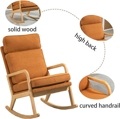 Fufumorden Adjustable Glider Rocking Chair,High Back Boucle Upholstered Rocker for Baby Nursery or Living Room