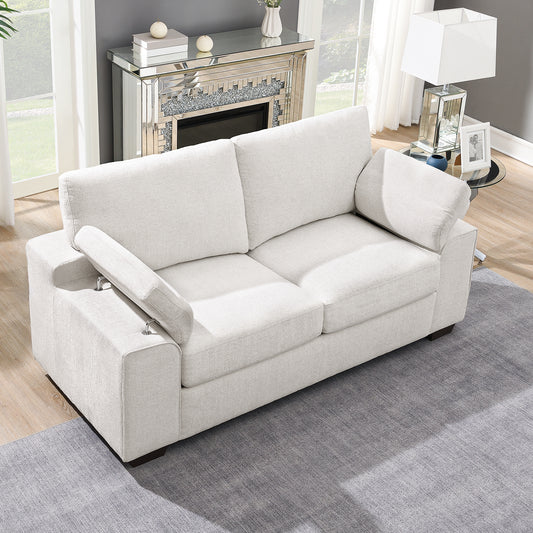 Fufumorden  91.3" Modern Sofa Couch Chenille Upholstered Loveseat with Convertible Armrest, Deep Seat & Removable Cover