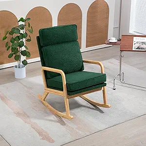 Fufumorden Adjustable Glider Rocking Chair,High Back Boucle Upholstered Rocker for Baby Nursery or Living Room